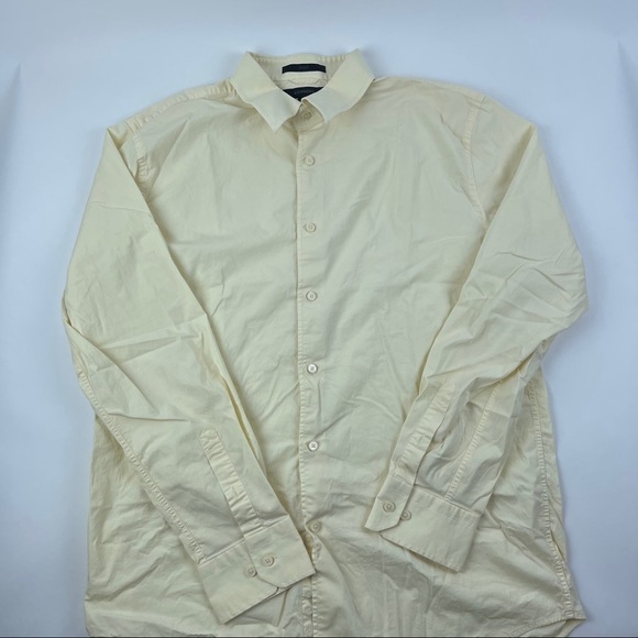 Express Mens Dress Shirt Stretch Yellow XL - Picture 2 of 7